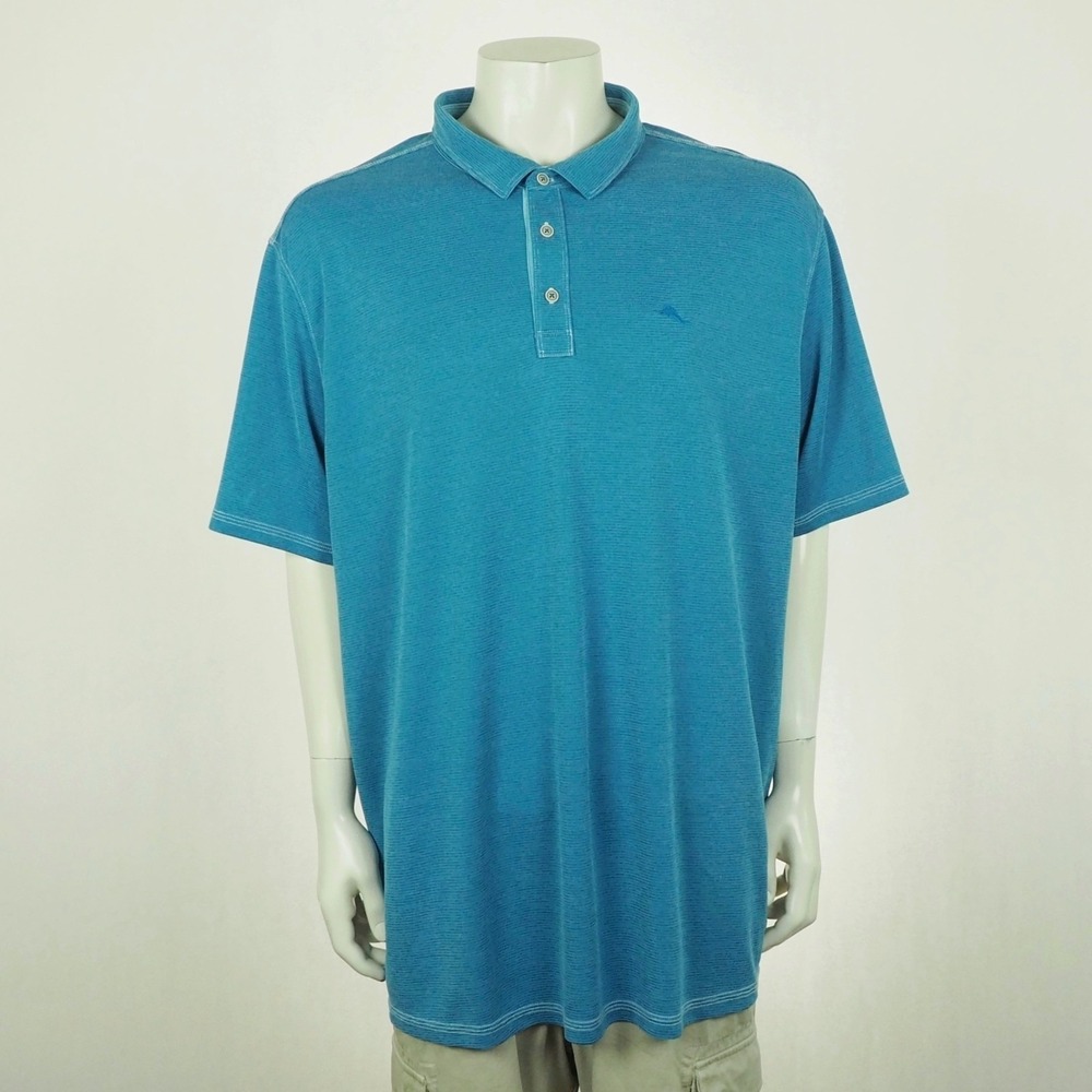 Tommy Bahama Paradiso Cove Polo Shirt Mens 2XB 2XLB Heather Blue Golf Travel